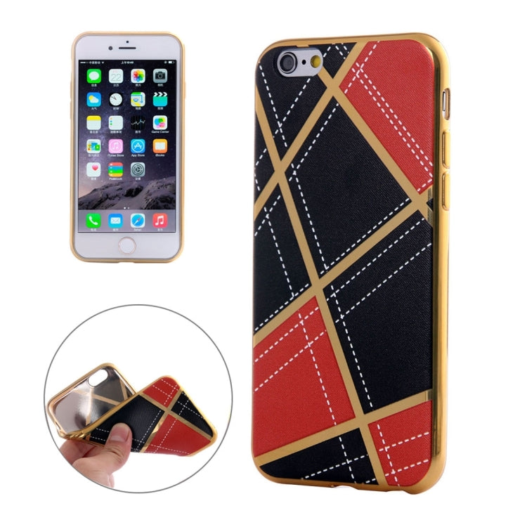 For iPhone 6 Plus & 6s Plus Rhombus Cloth Pattern Electroplating TPU Protective Case