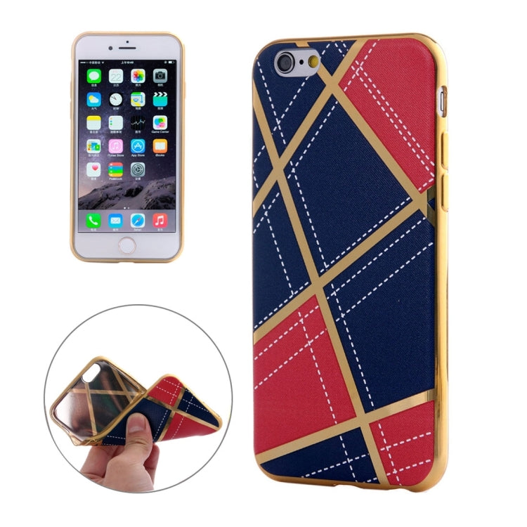 For iPhone 6 Plus & 6s Plus Rhombus Cloth Pattern Electroplating TPU Protective Case