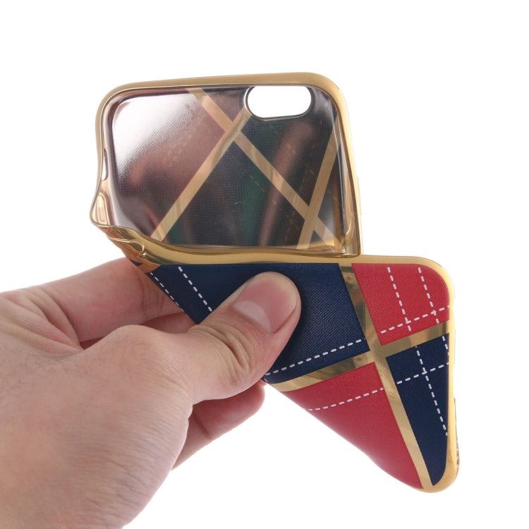For iPhone 6 Plus & 6s Plus Rhombus Cloth Pattern Electroplating TPU Protective Case