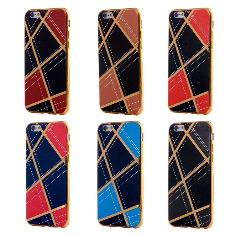 For iPhone 6 Plus & 6s Plus Rhombus Cloth Pattern Electroplating TPU Protective Case