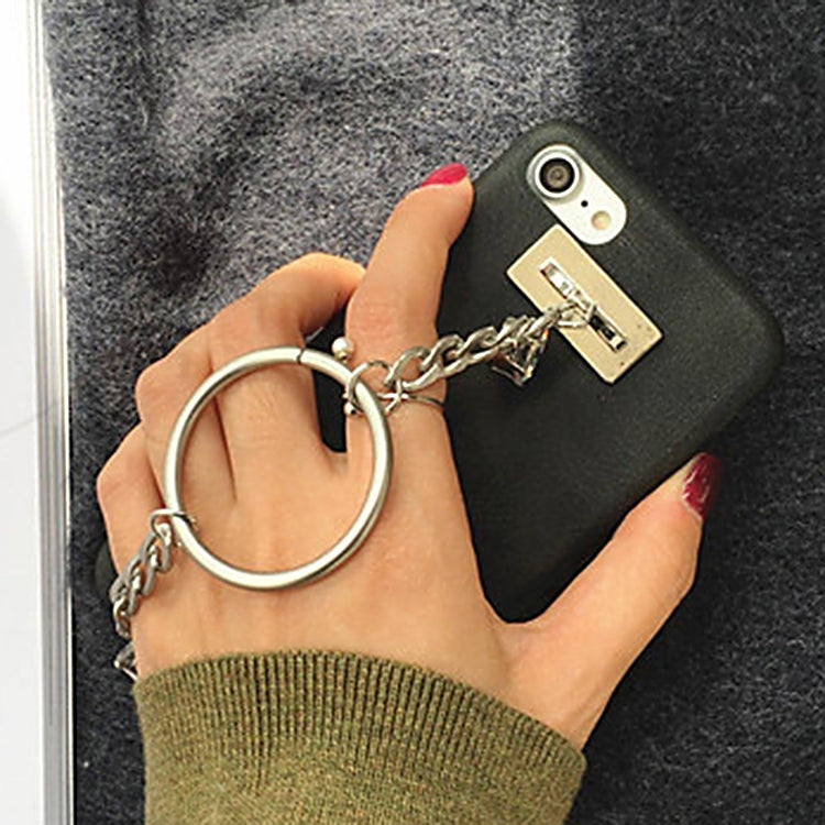 For iPhone 6 Plus & 6s Plus PU Leather Protective Back Cover Case with Hand Chain