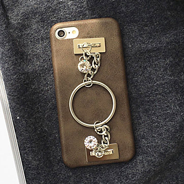 For iPhone 6 Plus & 6s Plus PU Leather Protective Back Cover Case with Hand Chain