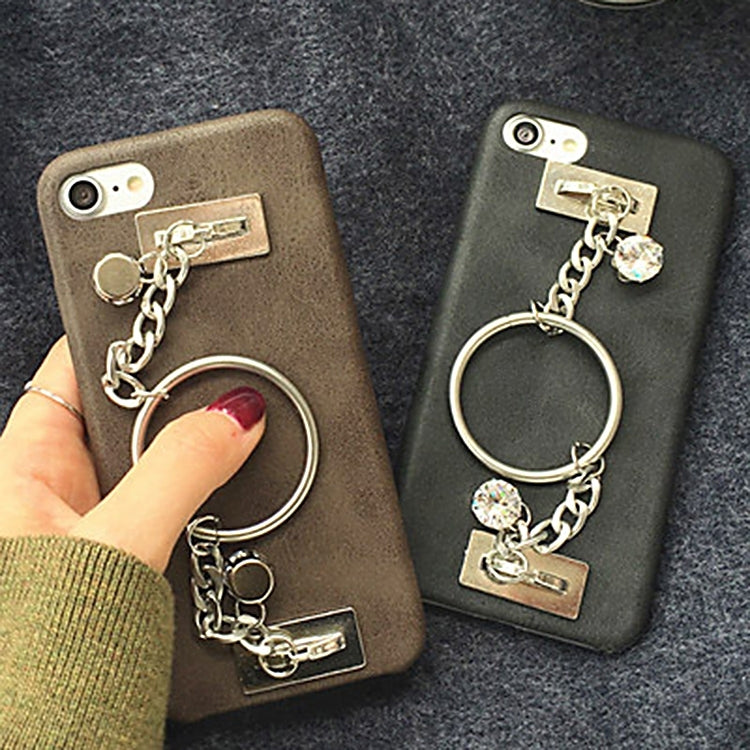 For iPhone 6 Plus & 6s Plus PU Leather Protective Back Cover Case with Hand Chain