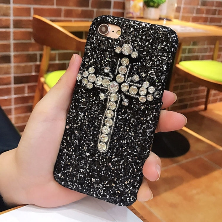 For iPhone 6 Plus & 6s Plus 3D Diamond Encrusted Cross Glitter Powder Sequins Protective Back Cover Case