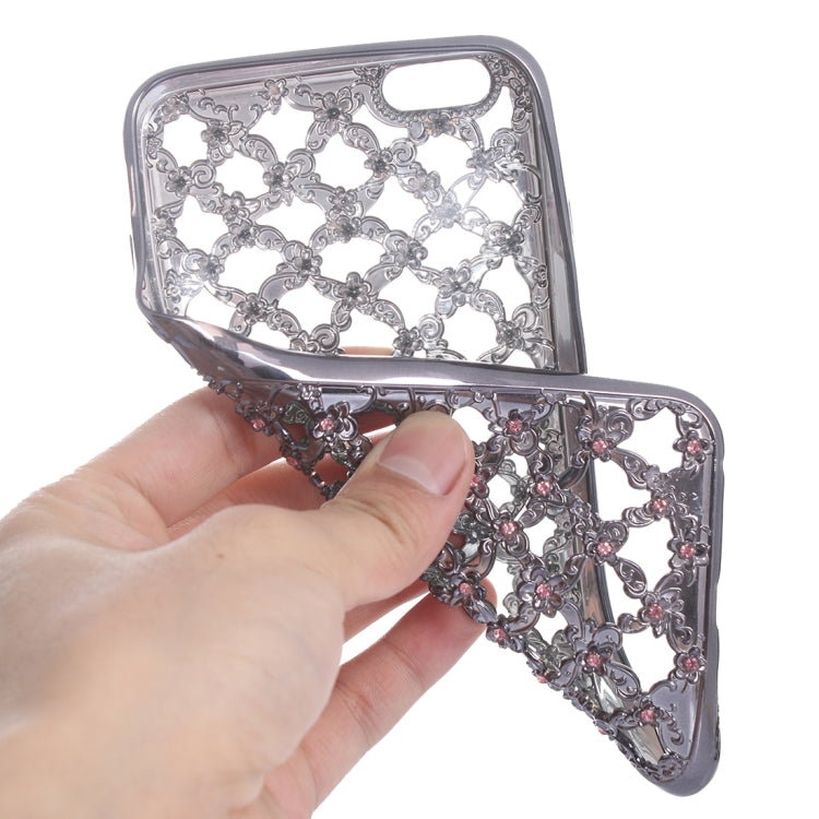 For iPhone 6 Plus & 6s Plus Electroplating Hollowed-out Diamond Encrusted TPU Protective Case