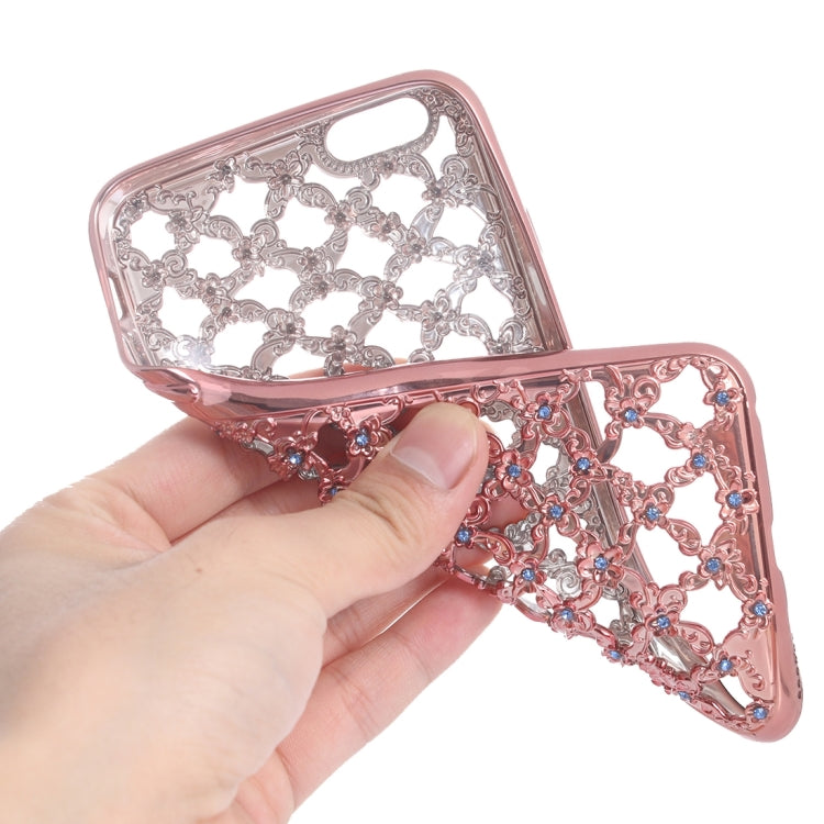For iPhone 6 Plus & 6s Plus Electroplating Hollowed-out Diamond Encrusted TPU Protective Case