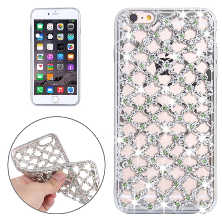 For iPhone 6 Plus & 6s Plus Electroplating Hollowed-out Diamond Encrusted TPU Protective Case