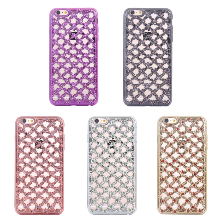 For iPhone 6 Plus & 6s Plus Electroplating Hollowed-out Diamond Encrusted TPU Protective Case