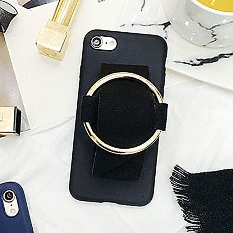 For iPhone 6 Plus & 6s Plus Metal Ring Hand-Strap Soft TPU Protective Cover Case(Black)