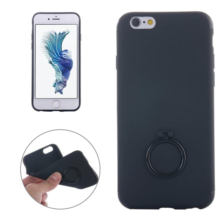 For iPhone 6 Plus & 6s Plus Ultra Thin Soft TPU Protective Back Cover Case with Ring Holder Stand