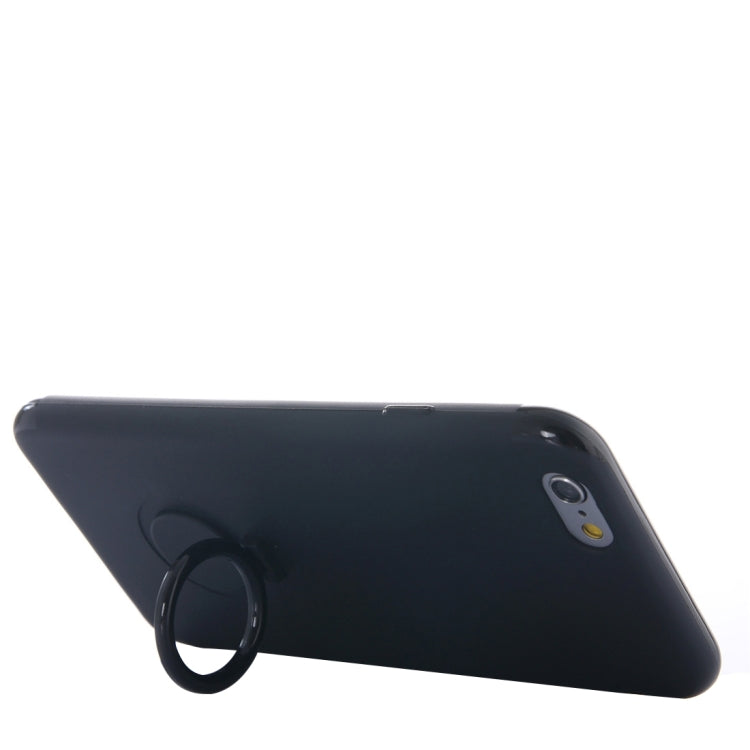 For iPhone 6 Plus & 6s Plus Ultra Thin Soft TPU Protective Back Cover Case with Ring Holder Stand