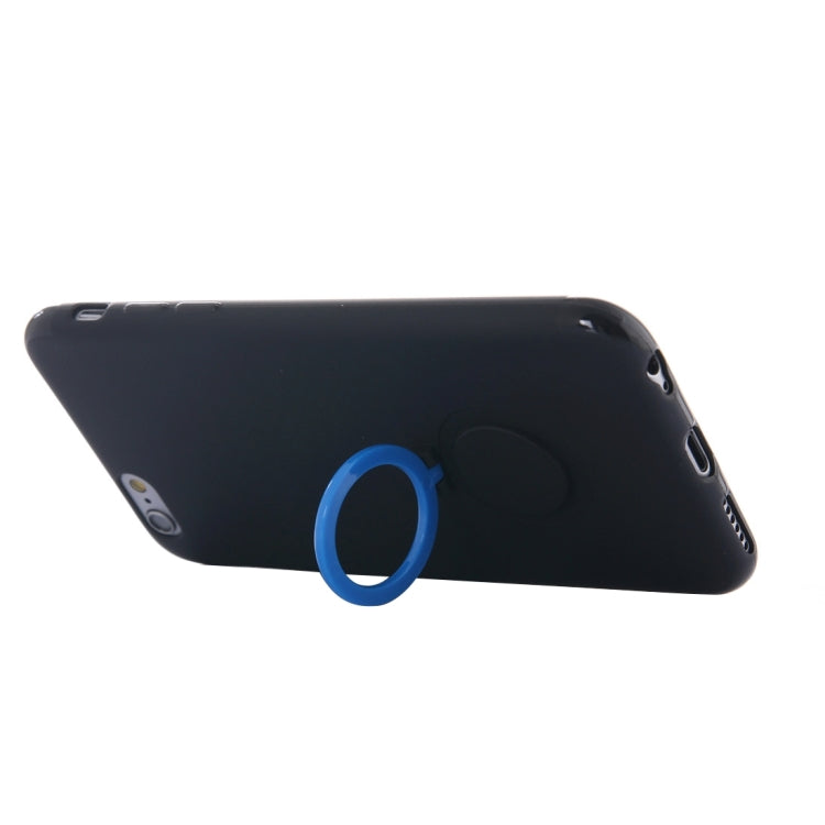 For iPhone 6 Plus & 6s Plus Ultra Thin Soft TPU Protective Back Cover Case with Ring Holder Stand
