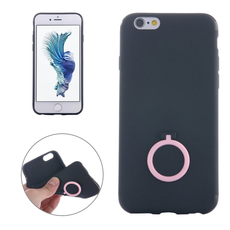 For iPhone 6 Plus & 6s Plus Ultra Thin Soft TPU Protective Back Cover Case with Ring Holder Stand