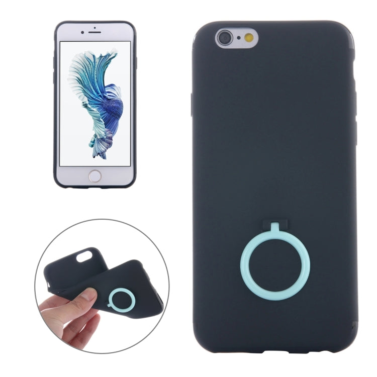 For iPhone 6 Plus & 6s Plus Ultra Thin Soft TPU Protective Back Cover Case with Ring Holder Stand