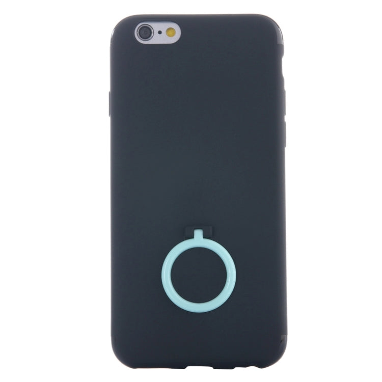 For iPhone 6 Plus & 6s Plus Ultra Thin Soft TPU Protective Back Cover Case with Ring Holder Stand