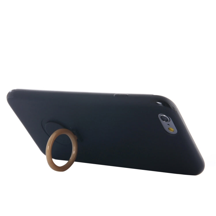 For iPhone 6 Plus & 6s Plus Ultra Thin Soft TPU Protective Back Cover Case with Ring Holder Stand
