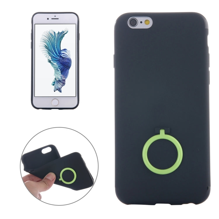 For iPhone 6 Plus & 6s Plus Ultra Thin Soft TPU Protective Back Cover Case with Ring Holder Stand