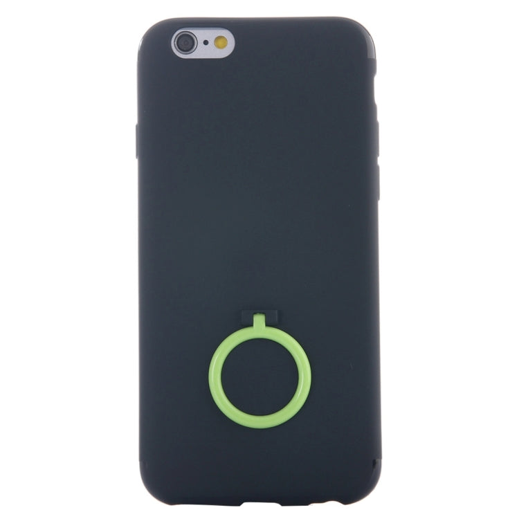 For iPhone 6 Plus & 6s Plus Ultra Thin Soft TPU Protective Back Cover Case with Ring Holder Stand