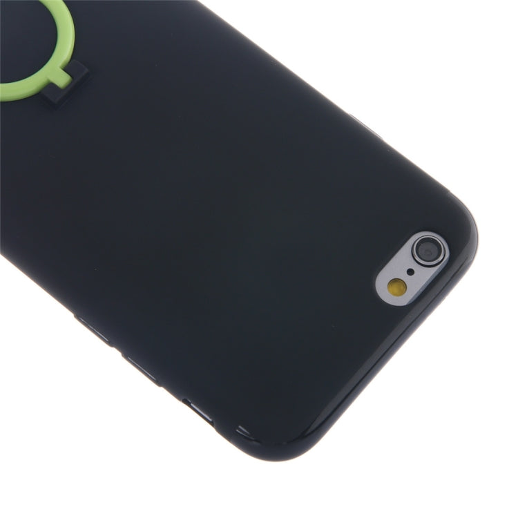 For iPhone 6 Plus & 6s Plus Ultra Thin Soft TPU Protective Back Cover Case with Ring Holder Stand