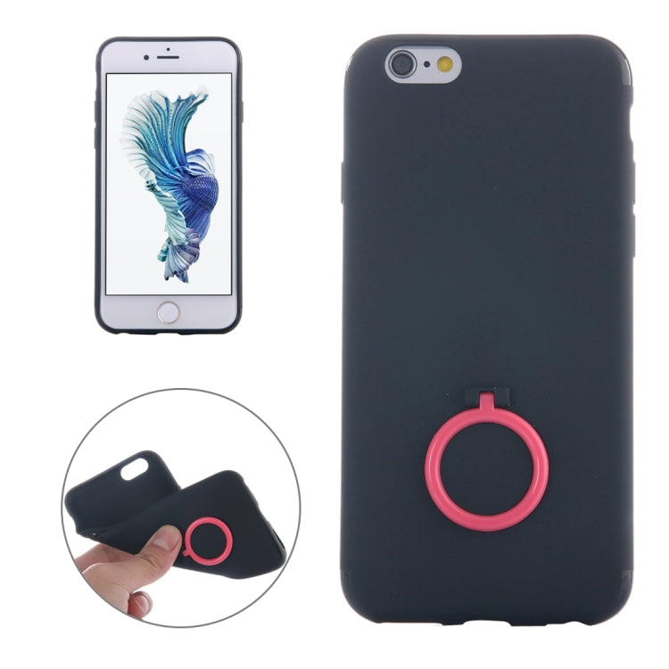 For iPhone 6 Plus & 6s Plus Ultra Thin Soft TPU Protective Back Cover Case with Ring Holder Stand