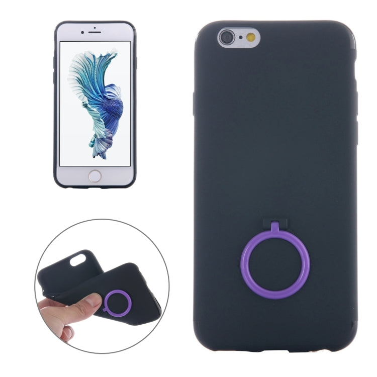For iPhone 6 Plus & 6s Plus Ultra Thin Soft TPU Protective Back Cover Case with Ring Holder Stand