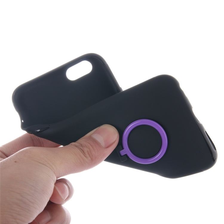 For iPhone 6 Plus & 6s Plus Ultra Thin Soft TPU Protective Back Cover Case with Ring Holder Stand