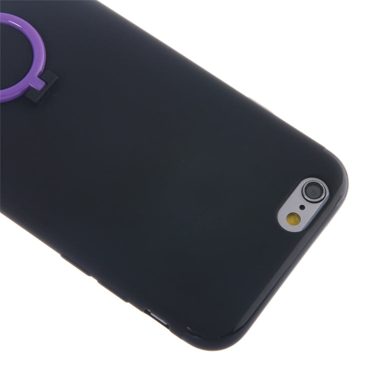 For iPhone 6 Plus & 6s Plus Ultra Thin Soft TPU Protective Back Cover Case with Ring Holder Stand