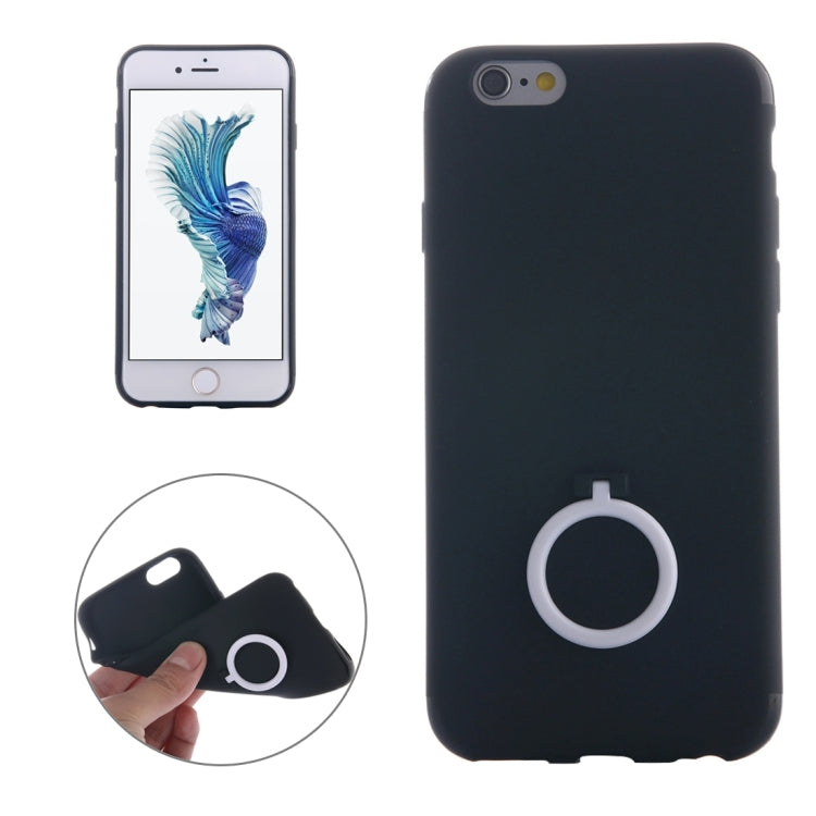 For iPhone 6 Plus & 6s Plus Ultra Thin Soft TPU Protective Back Cover Case with Ring Holder Stand