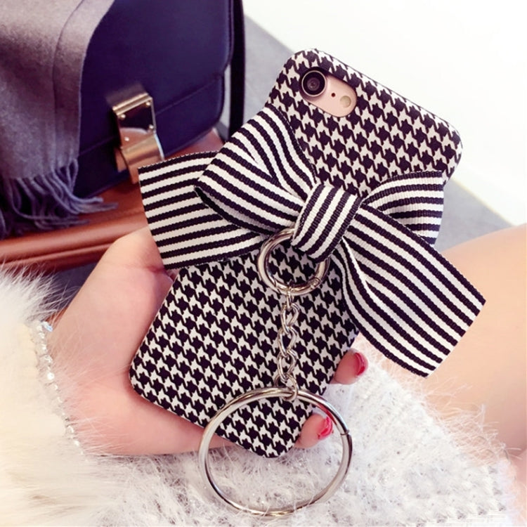 For iPhone 6 Plus & 6s Plus Swallow Gird Pattern 3D Bowknot Protective Back Cover Case with Grand Circle Pendant