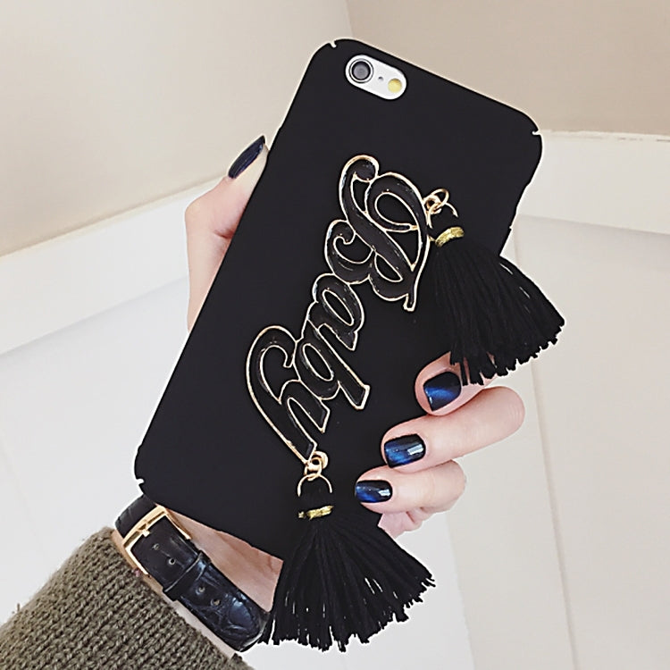 For iPhone 6 Plus & 6s Plus 3D Baby Pattern Full Coverage Frosted Hard Protective Back Cover Case with Tassels Pandent(Black)