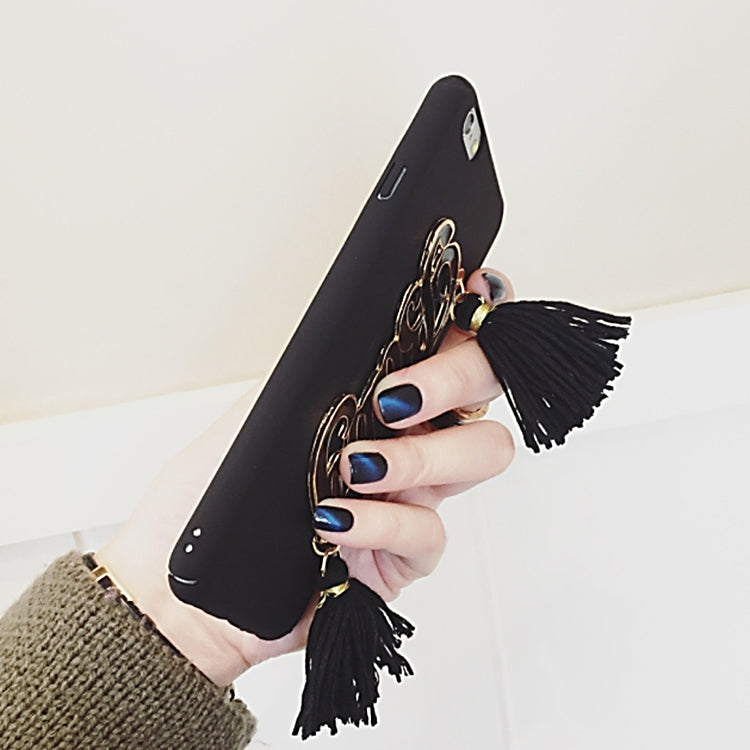 For iPhone 6 Plus & 6s Plus 3D Baby Pattern Full Coverage Frosted Hard Protective Back Cover Case with Tassels Pandent(Black)