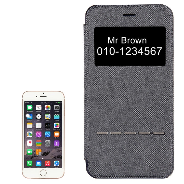 For iPhone 6 Plus & 6s Plus Cross Texture Electroplating TPU Back Cover Horizontal Flip Leather Case with Call Display ID