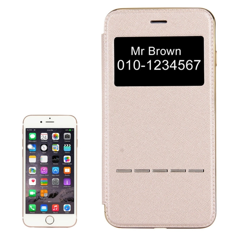 For iPhone 6 Plus & 6s Plus Cross Texture Electroplating TPU Back Cover Horizontal Flip Leather Case with Call Display ID