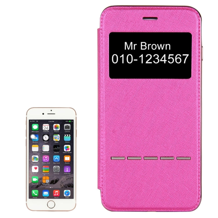 For iPhone 6 Plus & 6s Plus Cross Texture Electroplating TPU Back Cover Horizontal Flip Leather Case with Call Display ID