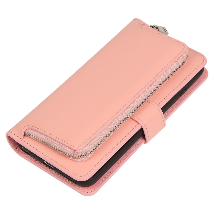 For iPhone 6 Plus Plain Weave Texture Zipper Horizontal Flip Leather Case with Detachable Back Protective Case & Card Slots & Wallet