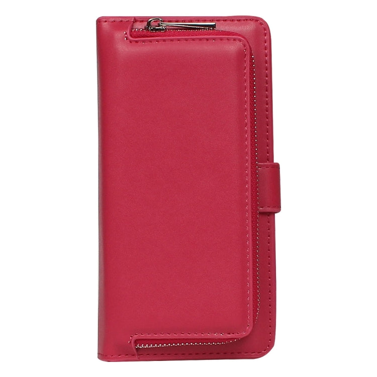 For iPhone 6 Plus Plain Weave Texture Zipper Horizontal Flip Leather Case with Detachable Back Protective Case & Card Slots & Wallet
