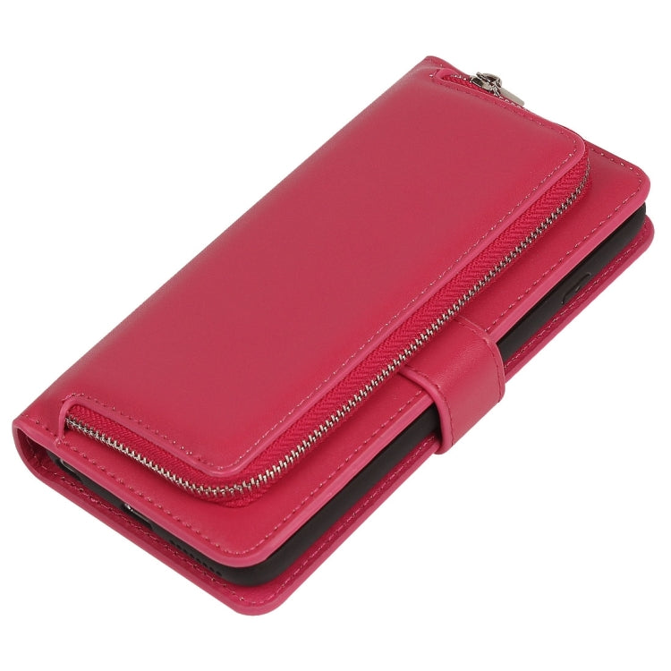For iPhone 6 Plus Plain Weave Texture Zipper Horizontal Flip Leather Case with Detachable Back Protective Case & Card Slots & Wallet