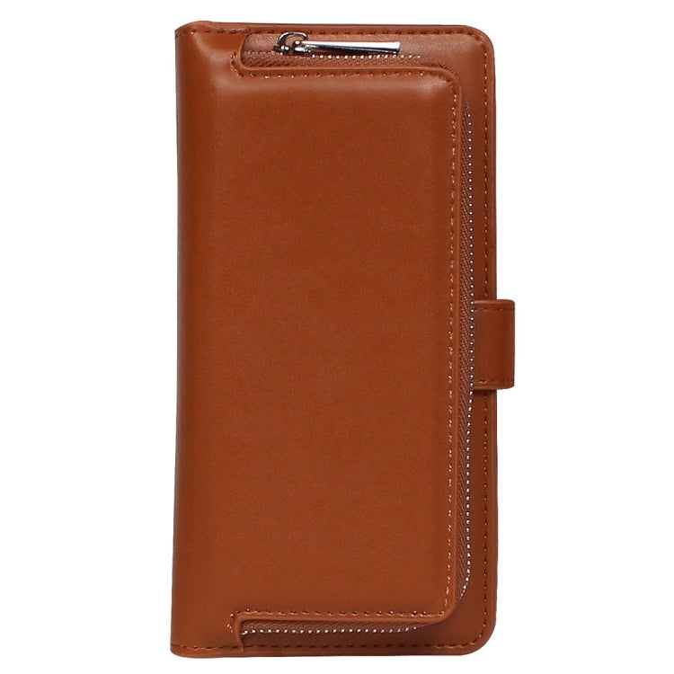 For iPhone 6 Plus Plain Weave Texture Zipper Horizontal Flip Leather Case with Detachable Back Protective Case & Card Slots & Wallet