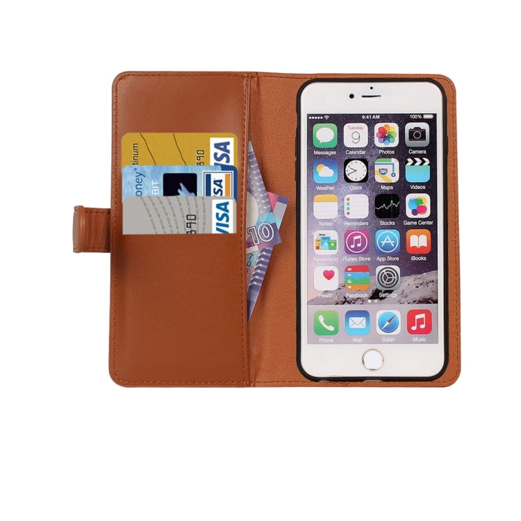 For iPhone 6 Plus Plain Weave Texture Zipper Horizontal Flip Leather Case with Detachable Back Protective Case & Card Slots & Wallet