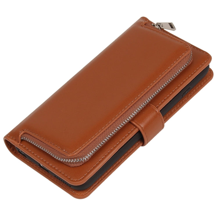 For iPhone 6 Plus Plain Weave Texture Zipper Horizontal Flip Leather Case with Detachable Back Protective Case & Card Slots & Wallet
