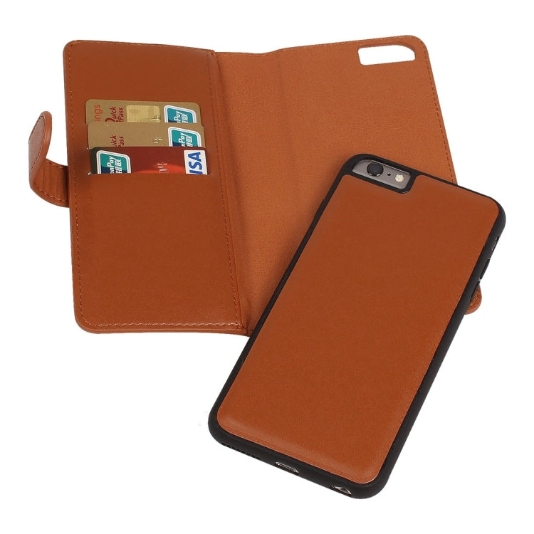 For iPhone 6 Plus Plain Weave Texture Zipper Horizontal Flip Leather Case with Detachable Back Protective Case & Card Slots & Wallet