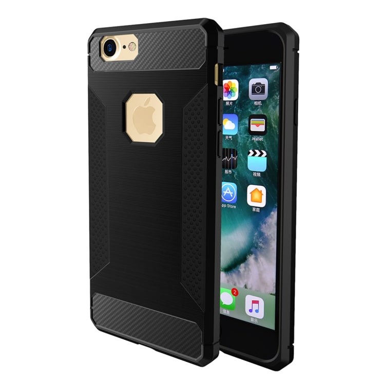For iPhone 6 Plus & 6s Plus  Brushed Carbon Fiber Texture Shockproof TPU Protective Cover Case