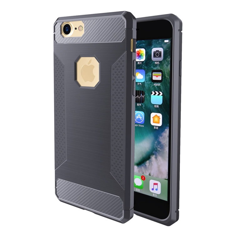 For iPhone 6 Plus & 6s Plus  Brushed Carbon Fiber Texture Shockproof TPU Protective Cover Case
