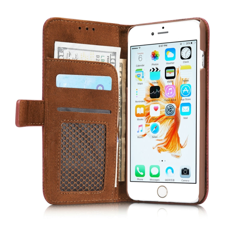 For iPhone 6 Plus & 6s Plus Retro Style Mesh Breathable Horizontal Flip Leather Case with Card Slot & Holder & Wallet