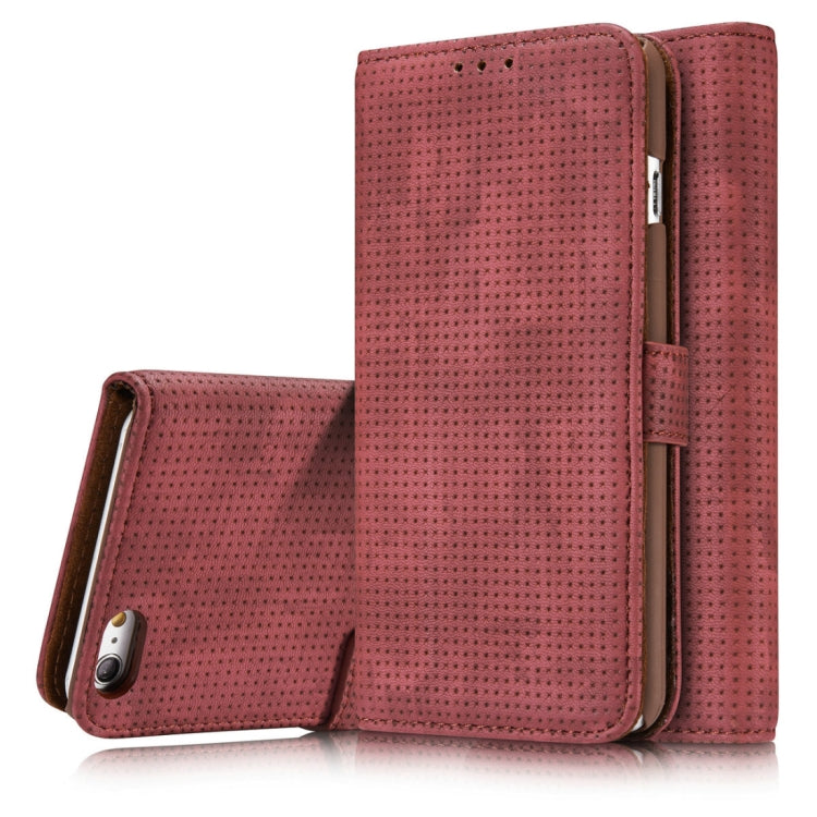 For iPhone 6 Plus & 6s Plus Retro Style Mesh Breathable Horizontal Flip Leather Case with Card Slot & Holder & Wallet