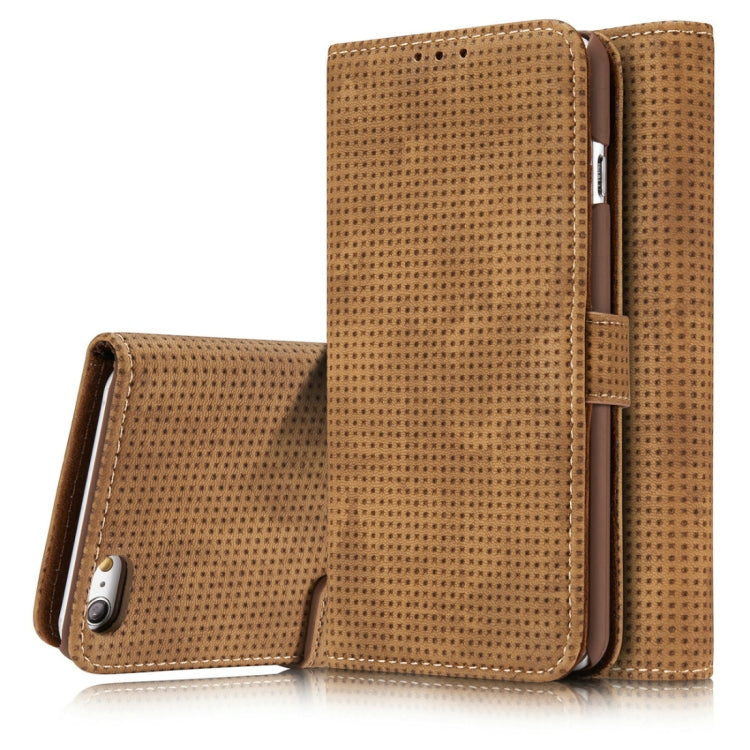 For iPhone 6 Plus & 6s Plus Retro Style Mesh Breathable Horizontal Flip Leather Case with Card Slot & Holder & Wallet