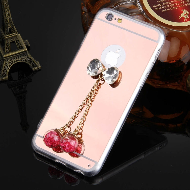 For iPhone 6 Plus & 6s Plus Bowknot Chain Pendant Electroplating Mirror TPU Protective Case(Rose Gold)
