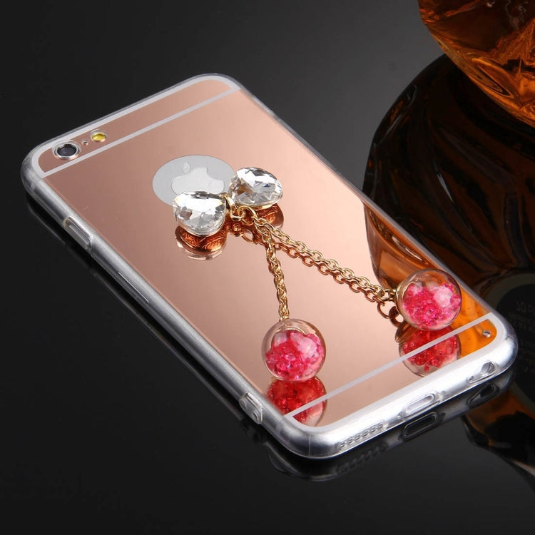 For iPhone 6 Plus & 6s Plus Bowknot Chain Pendant Electroplating Mirror TPU Protective Case(Rose Gold)