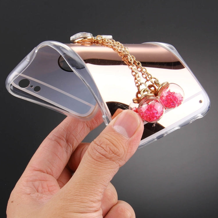 For iPhone 6 Plus & 6s Plus Bowknot Chain Pendant Electroplating Mirror TPU Protective Case(Rose Gold)