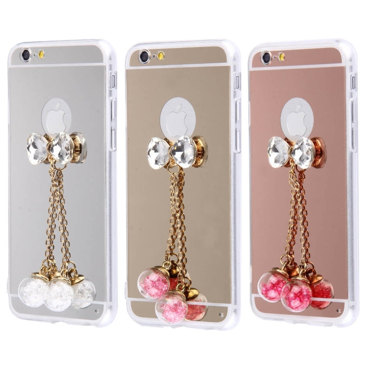 For iPhone 6 Plus & 6s Plus Bowknot Chain Pendant Electroplating Mirror TPU Protective Case(Rose Gold)